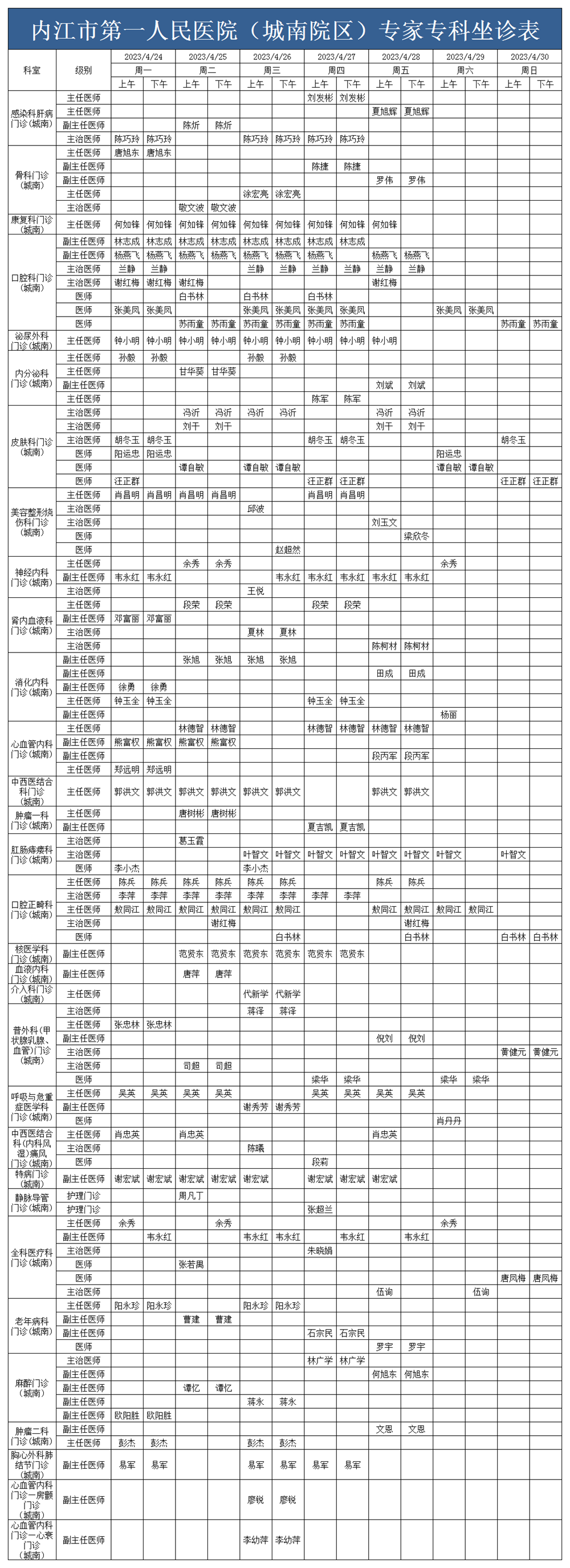 1686286650177453.png 2023.04.24-2023.04.30城南门诊医生坐诊表.png