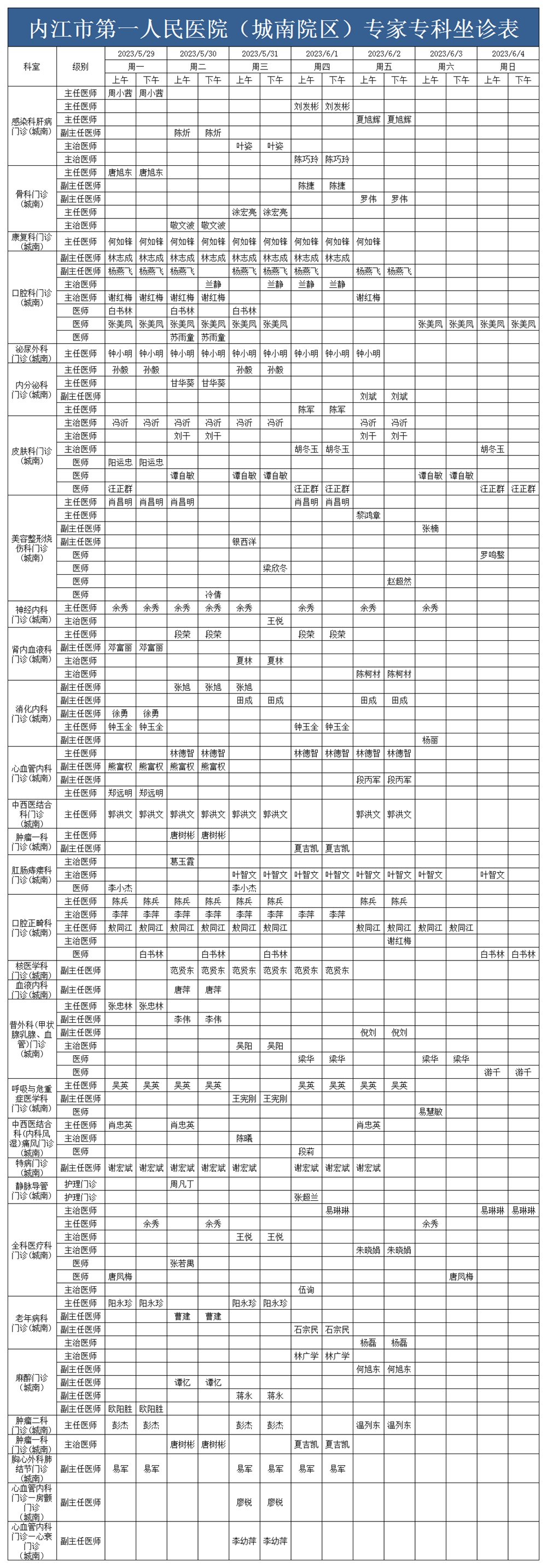 1686287350330877.png 2023.05.29-2023.06.04城南门诊医生坐诊表.png