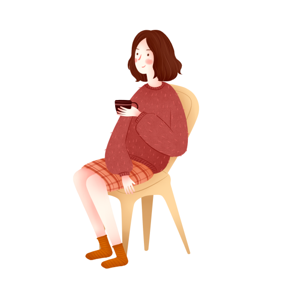 千库网_卡通坐着喝水的女人_元素编号11902793.png